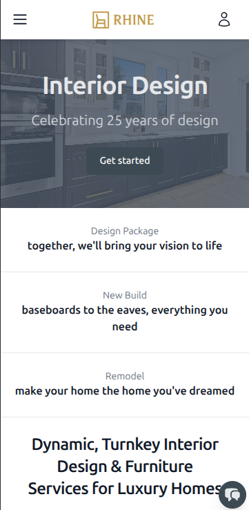 Mock rendering of website